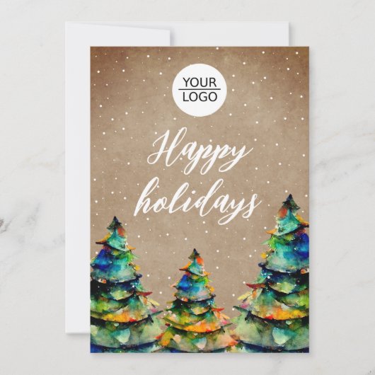 ロゴの追加カスタム文字クリスマスツリー顧客 シーズンカード (正面)