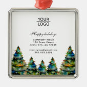 ロゴの追加カスタム文字クリスマスパインツリープロモーション メタルオーナメント (正面)