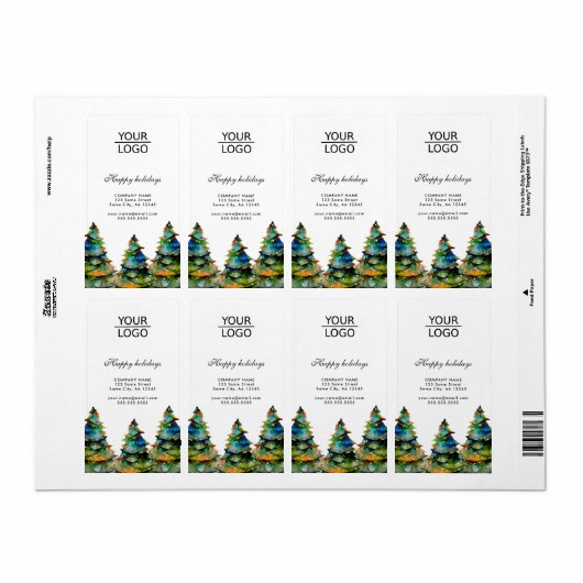 ロゴの追加カスタム文字クリスマスパインツリープロモーション ラベル (フルシート)