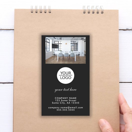 ロゴの追加カスタム文字フォトプロモーションブラック 長方形シール