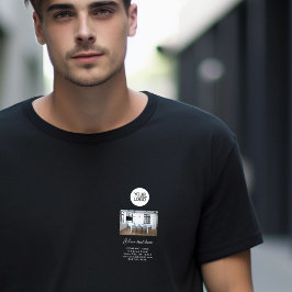 ロゴの追加カスタム文字フォトプロモーションブラック Tシャツ