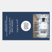 ロゴの追加カスタム文字フォトプロモーション青 長方形シール (正面)