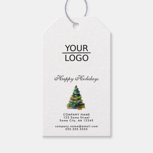 ロゴの追加カスタム文字プロモーションクリスマスツリー ギフトタグ (正面)