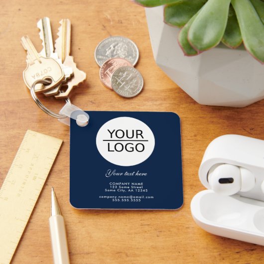 ロゴの追加カスタム文字プロモーションネイビーブルー キーホルダー (デスク)