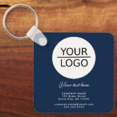 ロゴの追加カスタム文字プロモーションネイビーブルー キーホルダー (正面)