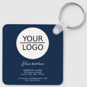 ロゴの追加カスタム文字プロモーションネイビーブルー キーホルダー (裏面)