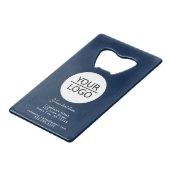 ロゴの追加カスタム文字プロモーションネイビーブルー クレジットカード栓抜き (正面アングル)