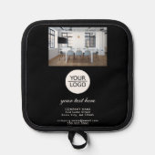 ロゴの追加カスタム文字プロモーション黒い写真 鍋敷き (正面)