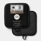 ロゴの追加カスタム文字プロモーション黒い写真 鍋敷き (正面/裏面)