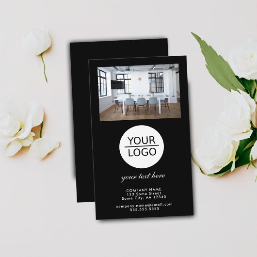 ロゴの追加カスタム文字プロモーションPhoto Black 名刺