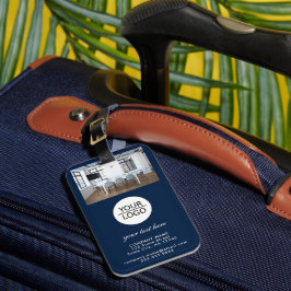 ロゴの追加カスタム文字会社フォトブルー ラゲッジタグ