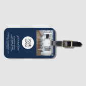 ロゴの追加カスタム文字会社フォトブルー ラゲッジタグ (正面横)