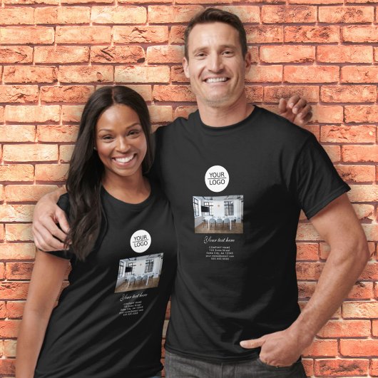 ロゴの追加カスタム文字会社フォトプロモーション Tシャツ