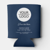 ロゴの追加カスタム文字会社プロモーションネイビーブルー 缶クーラー (裏面)