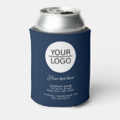 ロゴの追加カスタム文字会社プロモーションネイビーブルー 缶クーラー (缶裏面)