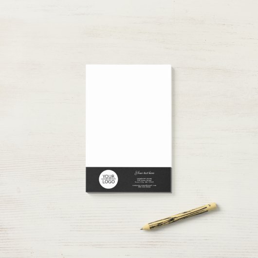 ロゴの追加カスタム文字会社プロモーションブラック ポストイット (デスク上)