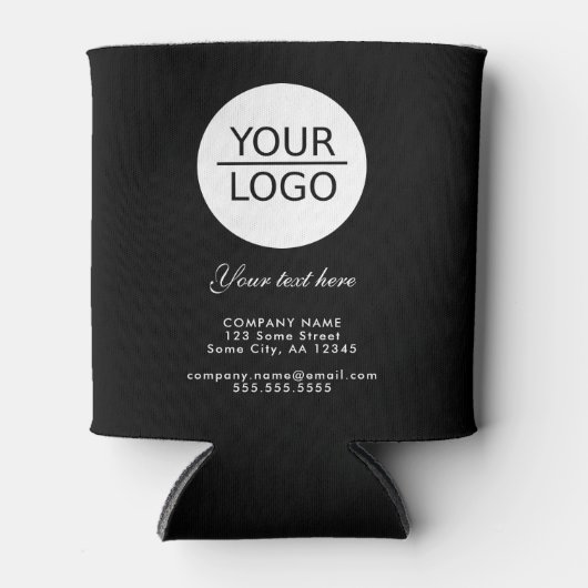ロゴの追加カスタム文字会社プロモーションブラック 缶クーラー (正面)