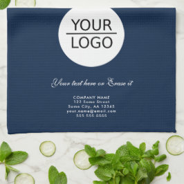 ロゴの追加カスタム文字会社プロモーション青 キッチンタオル