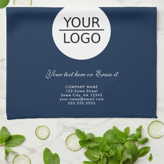 ロゴの追加カスタム文字会社プロモーション青 キッチンタオル (折り畳み)