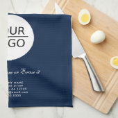 ロゴの追加カスタム文字会社プロモーション青 キッチンタオル (四つ折り)