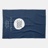 ロゴの追加カスタム文字会社プロモーション青 キッチンタオル (横)