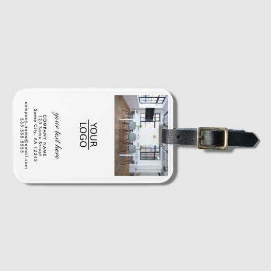 ロゴの追加カスタム文字会社写真 ラゲッジタグ (正面横)