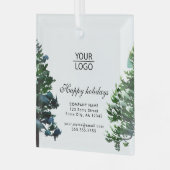 ロゴの追加カスタム文字雪の冬の木のプロモーション ガラスオーナメント (正面左)