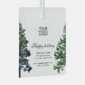 ロゴの追加カスタム文字雪の冬の木のプロモーション ガラスオーナメント (正面右)