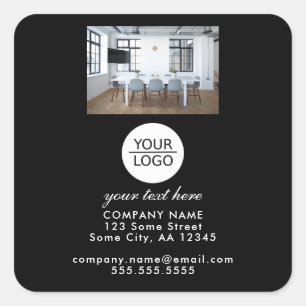 ロゴの追加カスタム文字黒いプロモーション写真 スクエアシール