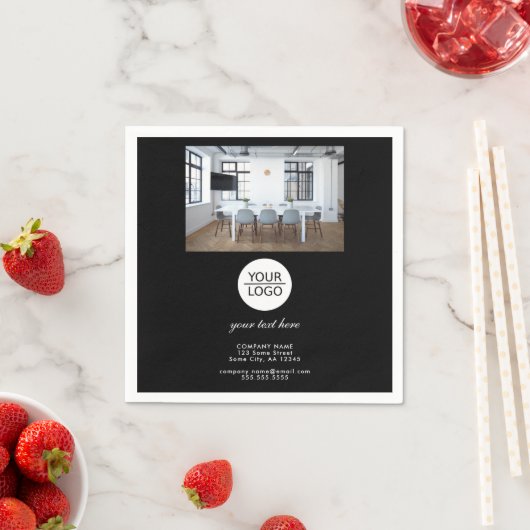 ロゴの追加カスタム文字黒いプロモーション写真 スタンダードカクテルナプキン (インサイチュ)