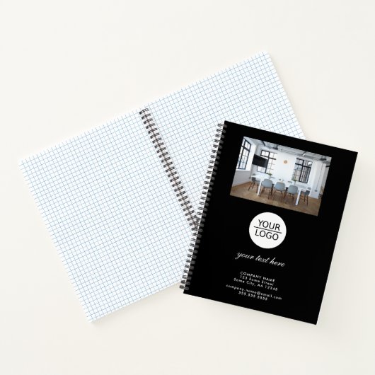 ロゴの追加カスタム文字黒いプロモーション写真 ノートブック (内部)