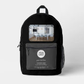 ロゴの追加カスタム文字黒社写真 プリントバックパック (正面)