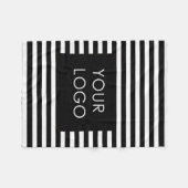 ロゴの追加カスタムBusiness Chic Blackストライプ製品 フリースブランケット (正面(横))