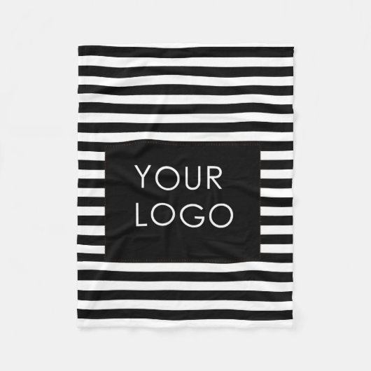 ロゴの追加カスタムBusiness Chic Blackストライプ製品 フリースブランケット (正面)