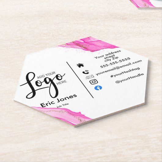 ロゴの追加カスタムBUSINESS LOGOとソーシャルメディアバス ペーパーコースター (アングル)