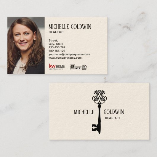 ロゴの追加カラーの変更不動産仲介業者プロフェッショナル写真 名刺 (正面/裏面)