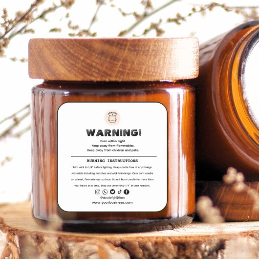 ロゴの追加キャンドル警告のラベルデザイン スクエアシール