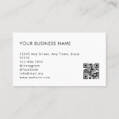 ロゴの追加クリーン白黒タイポグラフィQRコード 名刺 (裏面)