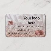 ロゴの追加クレジットカードのスタイル付きバラ金ゴールドグリッター 名刺 (正面)