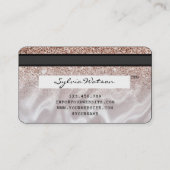 ロゴの追加クレジットカードのスタイル付きバラ金ゴールドグリッター 名刺 (裏面)