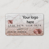 ロゴの追加クレジットカードのスタイル付きバラ金ゴールドグリッター 名刺 (正面)