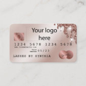 ロゴの追加クレジットカードのスタイル付きバラ金ゴールドドライバ 名刺 (正面)