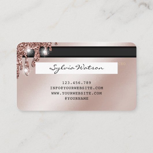 ロゴの追加クレジットカードのスタイル付きバラ金ゴールドドライバ 名刺 (裏面)