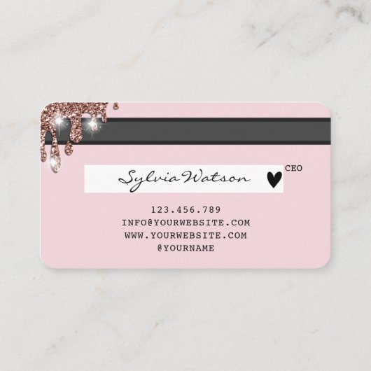 ロゴの追加クレジットカードのスタイル付きバラ金ゴールド 名刺 (裏面)