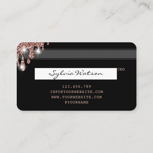 ロゴの追加クレジットカードのスタイル付きバラ金ゴールド 名刺 (裏面)