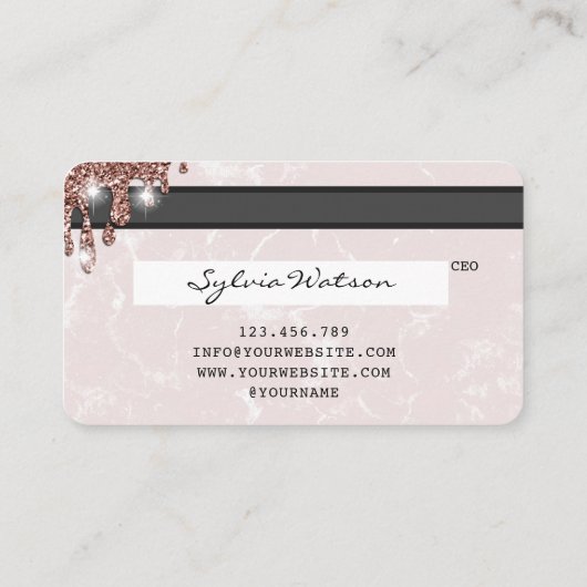 ロゴの追加クレジットカードのスタイル付きバラ金ゴールド 名刺 (裏面)