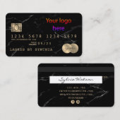 ロゴの追加クレジットカードスタイル黒い大理石 名刺 (正面/裏面)