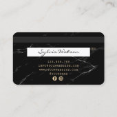 ロゴの追加クレジットカードスタイル黒い大理石 名刺 (裏面)