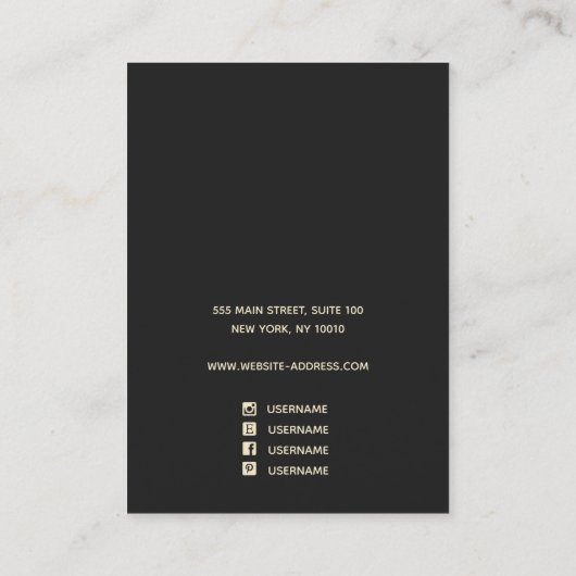 ロゴの追加サテン金ゴールド水彩イヤリングディスプレイ 名刺 (裏面)