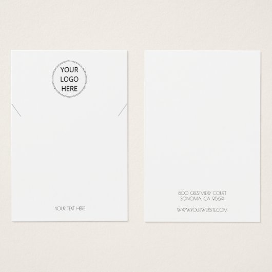 ロゴの追加シンプルネックレスジュエリー表示カード (正面&裏面)